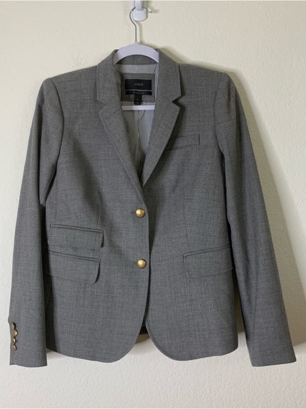J.Crew Womens Schoolboy Gray Wool 2 button Blazer 6
